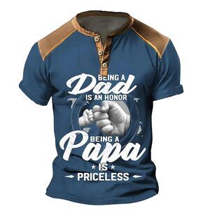 PHILLY TREASURE MEN BLUE 3D PRINT SHORT SLEEVE V-NECK SHIRT